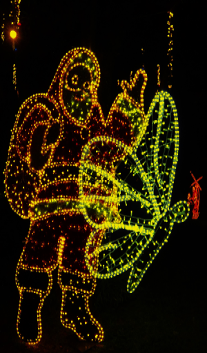 lampki neonowe pokazujace mikolaja z motylem