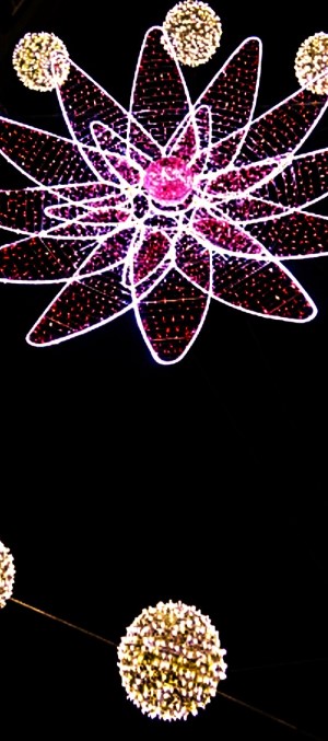 neonowe lampki w kształcie kwiatu i kulek